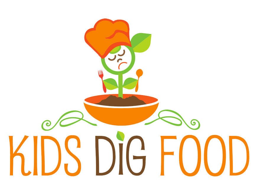 Kids Dig Food logo with sad face for 404 error pages